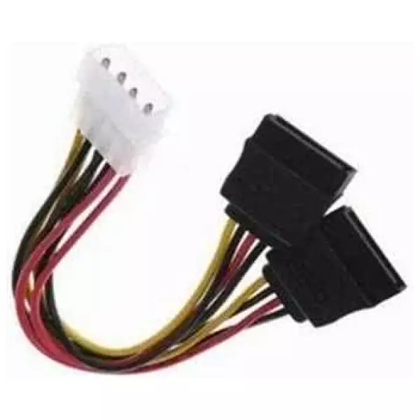 10cm Male Molex to 2 x Female Sata PC Power Splitter cable