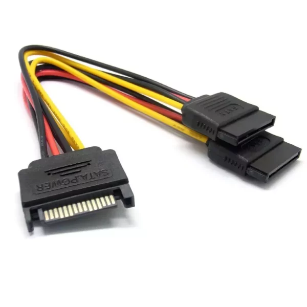 10cm SATA Power Cable Extension / Splitter Cable – Male SATA to 2 x Female SATA 3