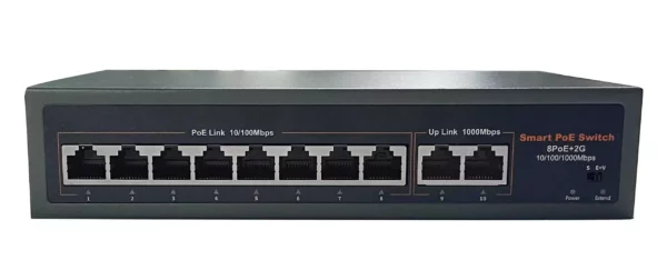 120 Watt POE 10 Port Fast Ethernet Network Switch with 2x 1Gbps Uplink Ports 3