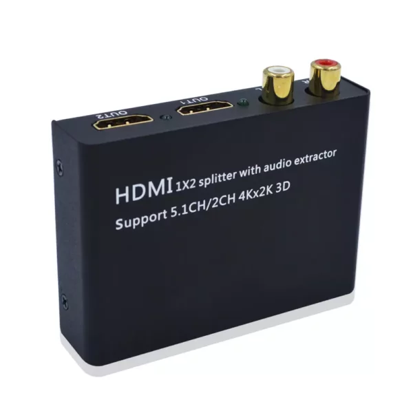 2 Port HDMI Splitter with Audio Decoder | HDMI Audio Extractor to Optical Audio | 4k Ultra HD - Image 3