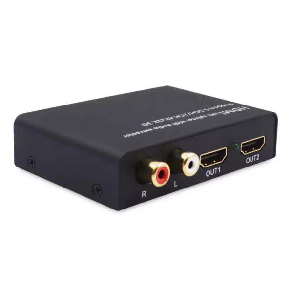2 Port HDMI Splitter with Audio Decoder | HDMI Audio Extractor to Optical Audio | 4k Ultra HD - Image 2