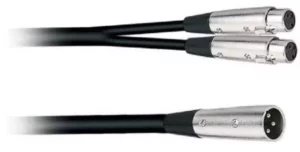 2 Meter Male XLR to 2x XLR Female Cable – XLR Y Splitter Cable