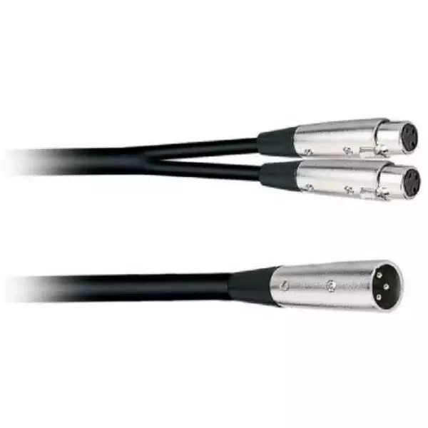 2 Meter Male XLR to 2x XLR Female Cable – XLR Y Splitter Cable 2