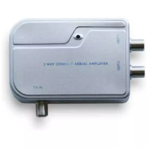 2 Way Powered / Active Compact Aerial Splitter with RF Amplifier Active RF Splitter - Split TVLinks or RF Distribution to multiple TV's