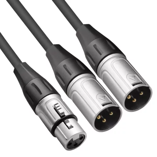 2 Meter XLR Female to 2x XLR Male Cable – XLR Y Splitter Cable 2