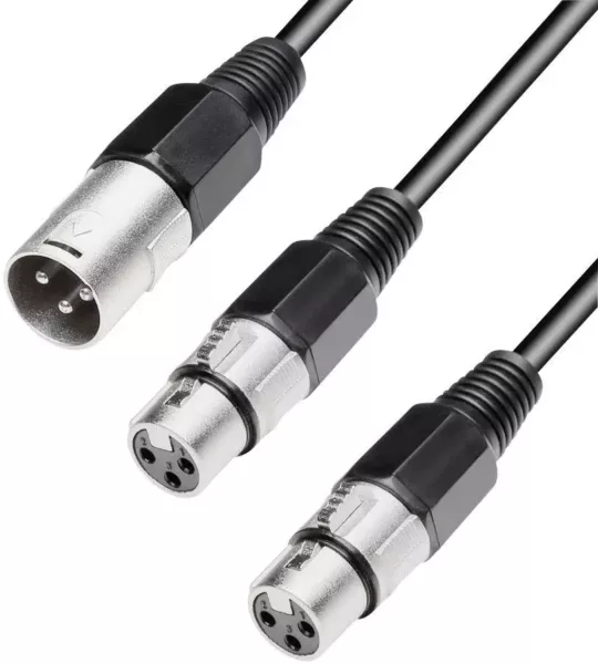 Male XLR to 2x XLR Female Cable - XLR Y Splitter Cable