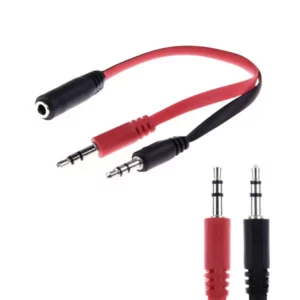 3.5mm Y Splitter Cable – Female 3.5mm Jack to 2 x Male for Headphones & Microphone Input Audio