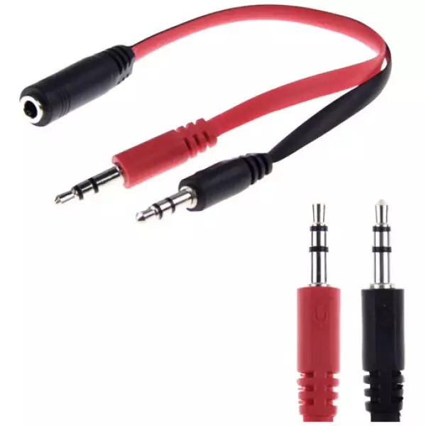 3.5mm Y Splitter Cable – Female 3.5mm Jack to 2 x Male for Headphones & Microphone Input Audio 3