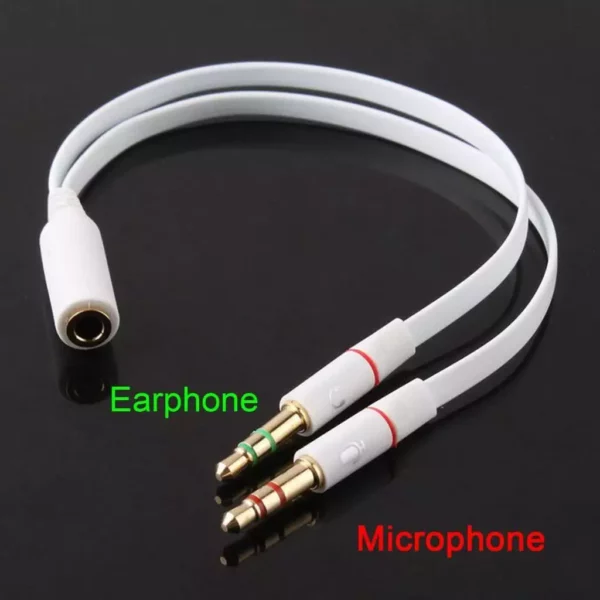 3.5mm Y Splitter Cable – Female 3.5mm Jack to 2 x Male for Headphones & Microphone Input Audio 4