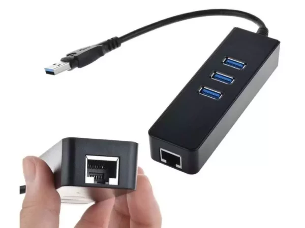 3 Ports SuperSpeed USB 3 Hub with Network Port | Windows 11 Compatible 3