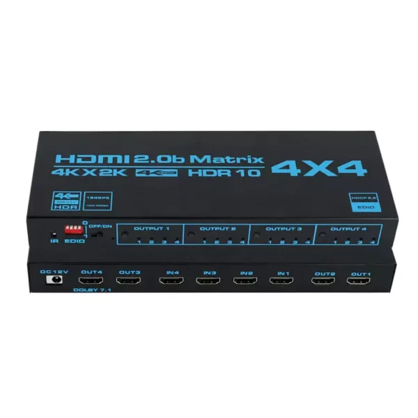4×4 Ultra HD 4k HDR HDMI Matrix Switch / Splitter | HDMI v2.0b with IR Remote & EDID 4