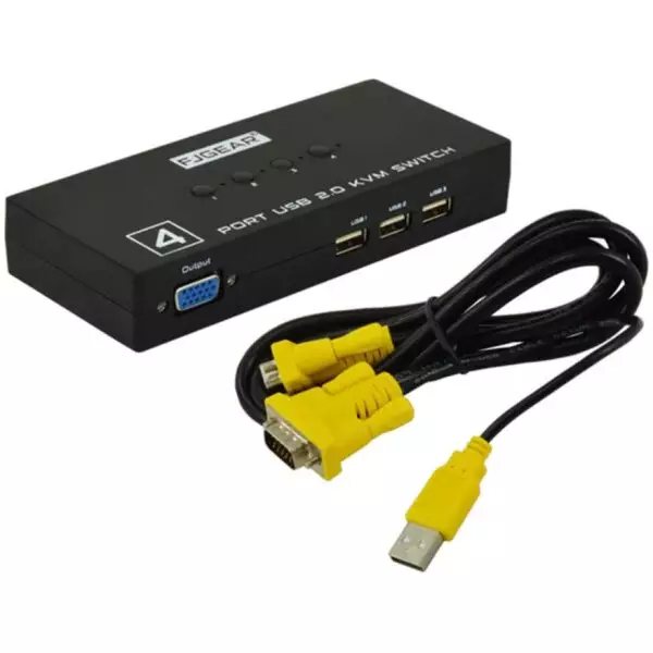 4-Port USB VGA KVM Switch INCLUDING 4 x USB / VGA KVM Cables 2