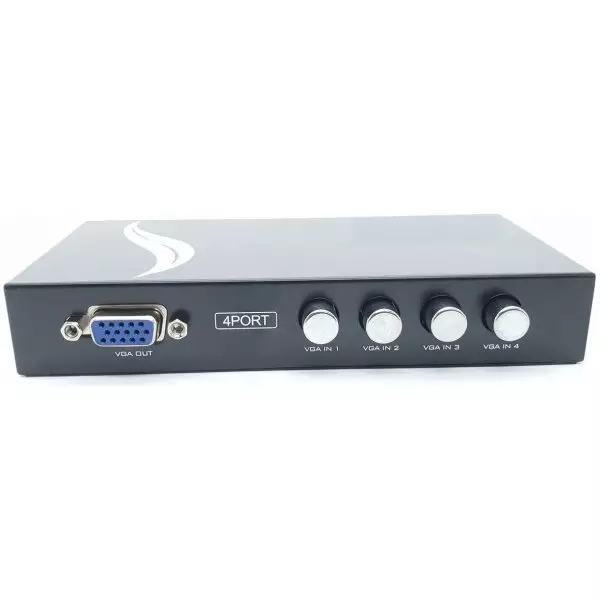 4-Way (4x1) VGA Switch (4 inputs, 1 output to connect one display to multiple PC's / Laptop's)