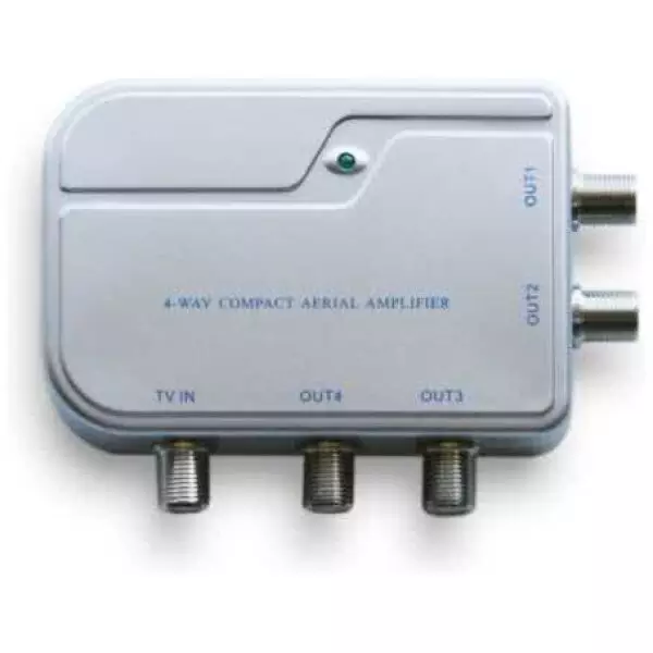 4 Way Powered Active RF Splitter / Compact Aerial Splitter with RF Amplifier and DC Power Pass 2