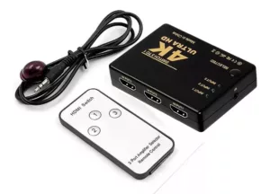 Variable 4k UltraHD 3x1 (3 input ports) HDMI Switch with built-in Equalizer & IR Remote Control