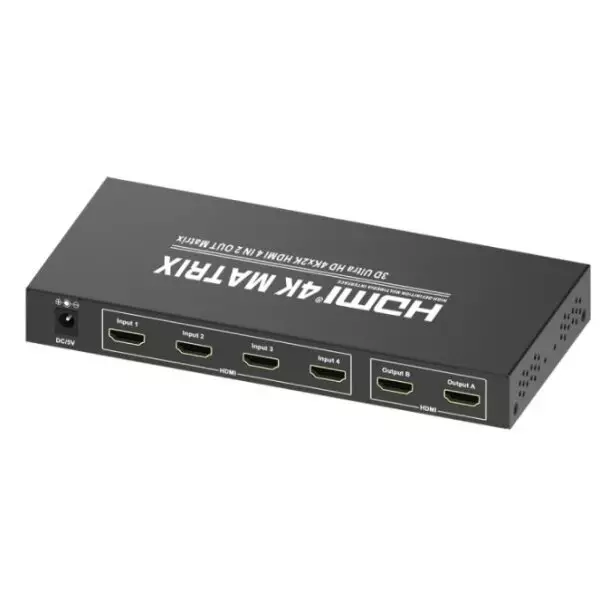 4x2 HDMI True Matrix Switcher / Splitter 4k Ultra HD with Optical Toslink Audio Extractor for Sound Bar