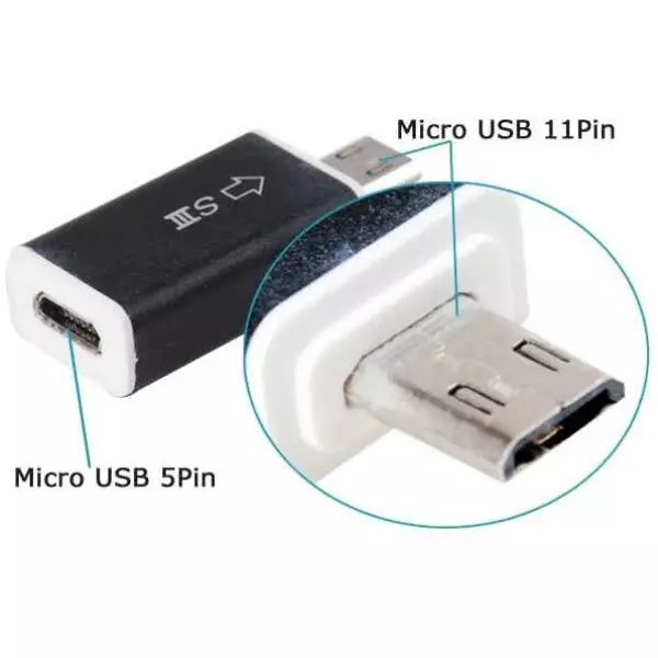 5pin Female Micro USB to 11pin Male Micro USB adapter