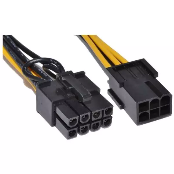 6-pin Female to 8-pin Male PC Graphics Card Power Cable adapter for new graphics card to older power supplies