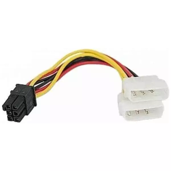 2 x Molex Power Connector to 6-pin Male PCIe (HDE PCI Express) PC - Graphics Card Adapter Power Cable to older power supplies