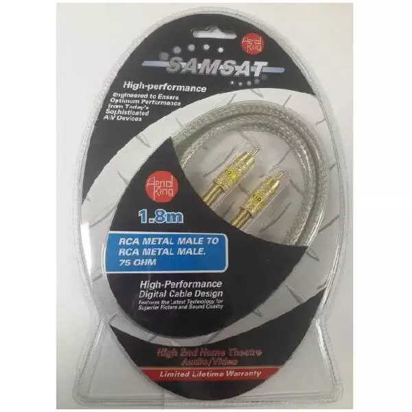 1.8 meter Digital Coaxial RCA Audio Cable 22AWG 75ohm RG59/U - S/PDIF (Dolby Digital from HDPVR,Blu-ray or Subwoofer connection)
