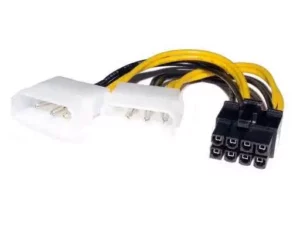 2 x Molex to PCIE 8 Pin Power Converter Cable – Graphics Card Adapter