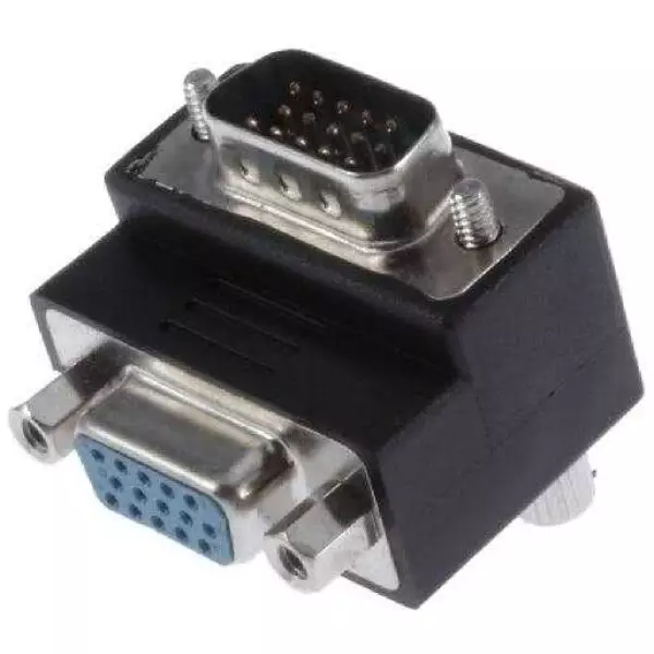 90 Degree VGA Male to Female Right Angle Port Saver Adapter