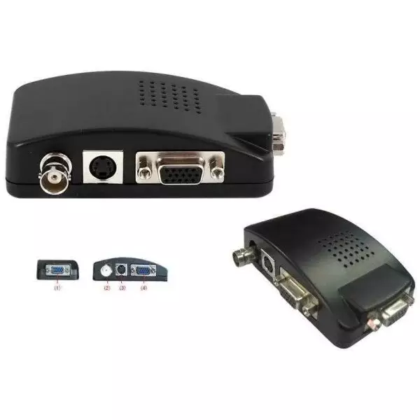 BNC to VGA / Svideo to VGA Converter (Connect CCTV to VGA Screen)