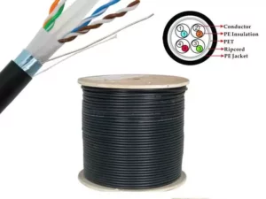 305 Meter Roll CAT6 FTP CCA Gigabit Outdoor Ethernet Cable | Black | UV Protected