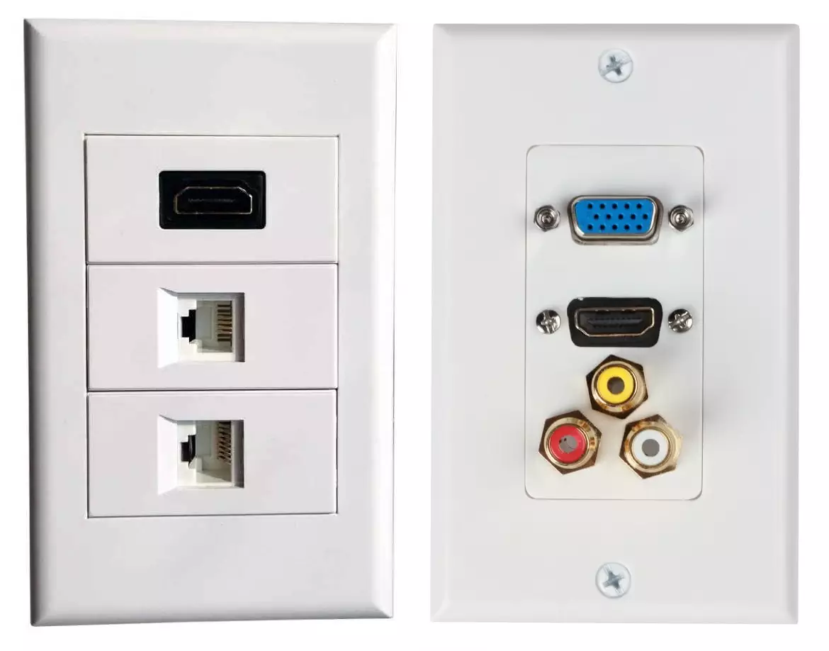 4x2 Wall Plate 70mm x 120mm with 3 Inserts / Modular Cover Plate - Single Electrical Plug Size