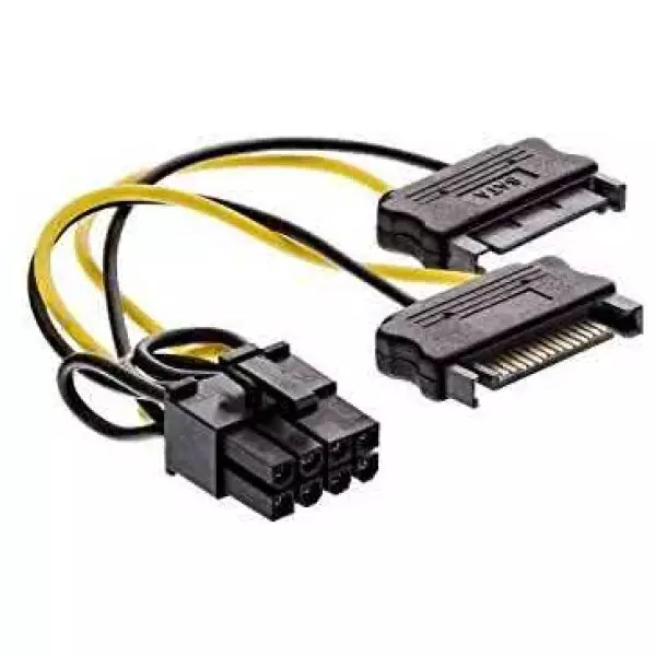 2 x Male SATA Cable to 8 pin PCIE Graphics Card Power Cable 2
