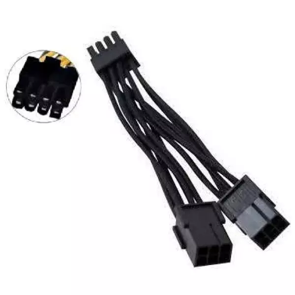 Dual Female 6 pin PCIe (PCI Express) to Single Male 8 pin PCIe Power Adapter cable for graphics cards