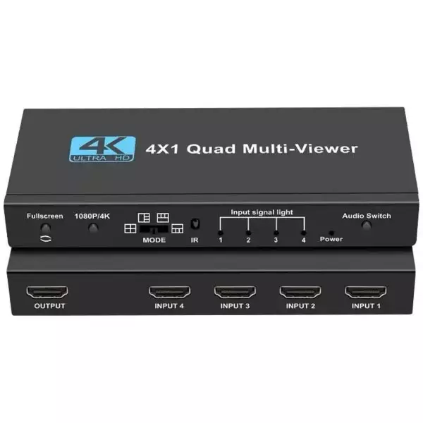 HDMI Switch 4×1 Quad Multi-viewer with Seamless Switcher  IR Remote 2