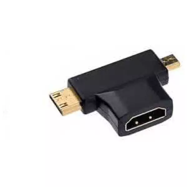 HDMI T-Piece Female HDMI to Micro HDMI (Type D) or Mini HDMI (Type C) Adapter 2