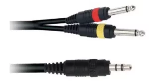 2 Meter Male Stereo 3.5mm Jack to 6.35mm Jack x 2 – 3.5mm Y Splitter Cable