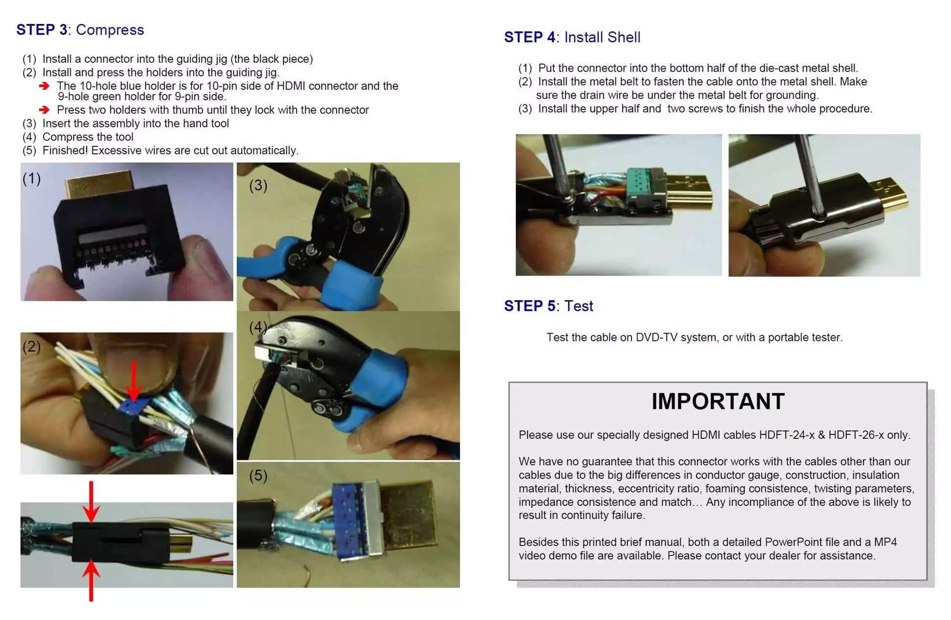 HDMI Crimping Tool + Guide Jig for Custom HDMI Cables / HDMI Cable Crimper