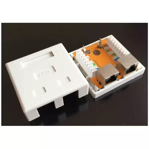 CAT6 Shielded Dual RJ45 Network Connector Surface Mount Box / Krone Type Wallbox 2