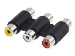 3 RCA Coupler / Joiner – 3 x RCA Female to 3 x RCA Female Socket Adapter