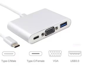 Male USB Type C to VGA Adapter Female + USB 3.1 Type C Female and USB 3 OTG adapter