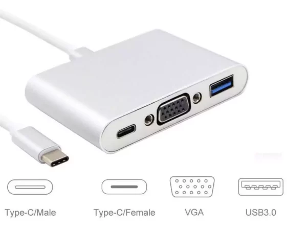 Male USB Type C to VGA Adapter Female + USB 3.1 Type C Female and USB 3 OTG adapter 3