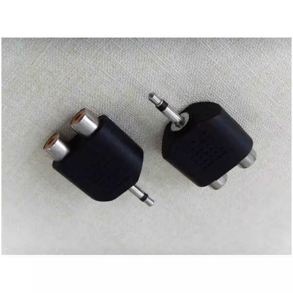3.5mm Mono Jack Plug to 2 x RCA Female Adapter 2