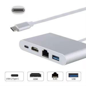 4-in-1 USB Type C Port Replicator | 4k Ultra HD Multi-function Docking Station | USB Type C to HDMI