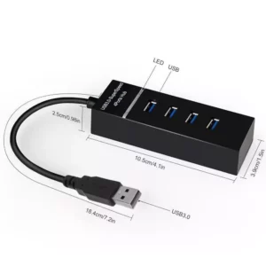4 Port USB 3 Hub – Backwards compatible to USB 2.0 Ports