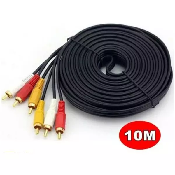 10 Meter 3 RCA to 3 RCA Cable | RCA 3x Male to Male Stereo Audio Cable