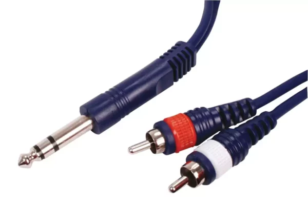 2 Meter Stereo 6.35mm Jack Plug to 2x RCA Male Cable 3