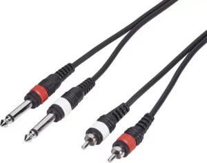 5 Meter Dual Mono Male 6.35 mm Plugs to Dual RCA Male Cable