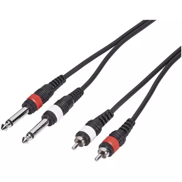 5 Meter Dual Mono Male 6.35 mm Plugs to Dual RCA Male Cable 2