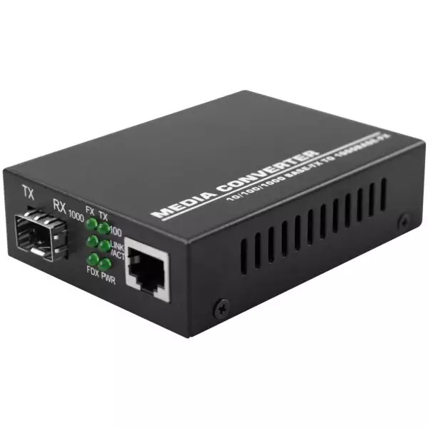 Gigabit Fiber Media Converter | 1Gbps RJ45 Ethernet to 1000Base-FX SFP | Fiber to Ethernet