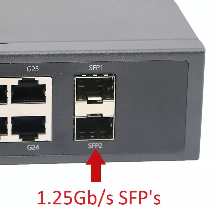 400 Watt Rack Mountable 28 Port Gigabit POE+ Network Switch with 2 SFP Transceiver Module Ports | OEM