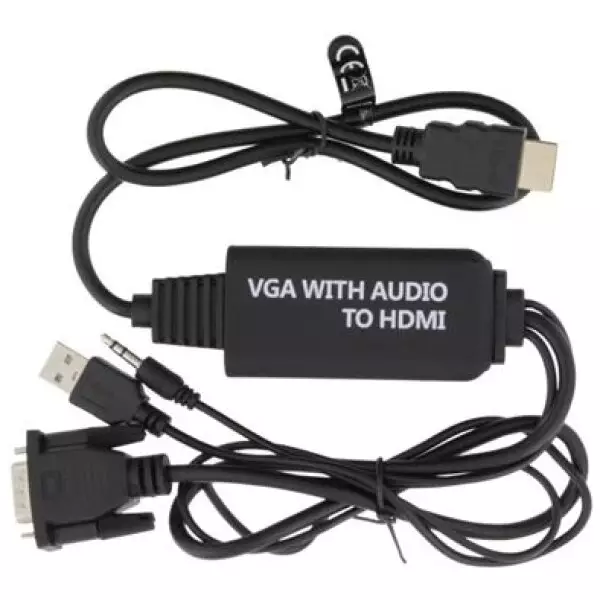 1.2 Meter Male VGA to HDMI Cable with 3.5mm Audio Support | USB Powered Chip