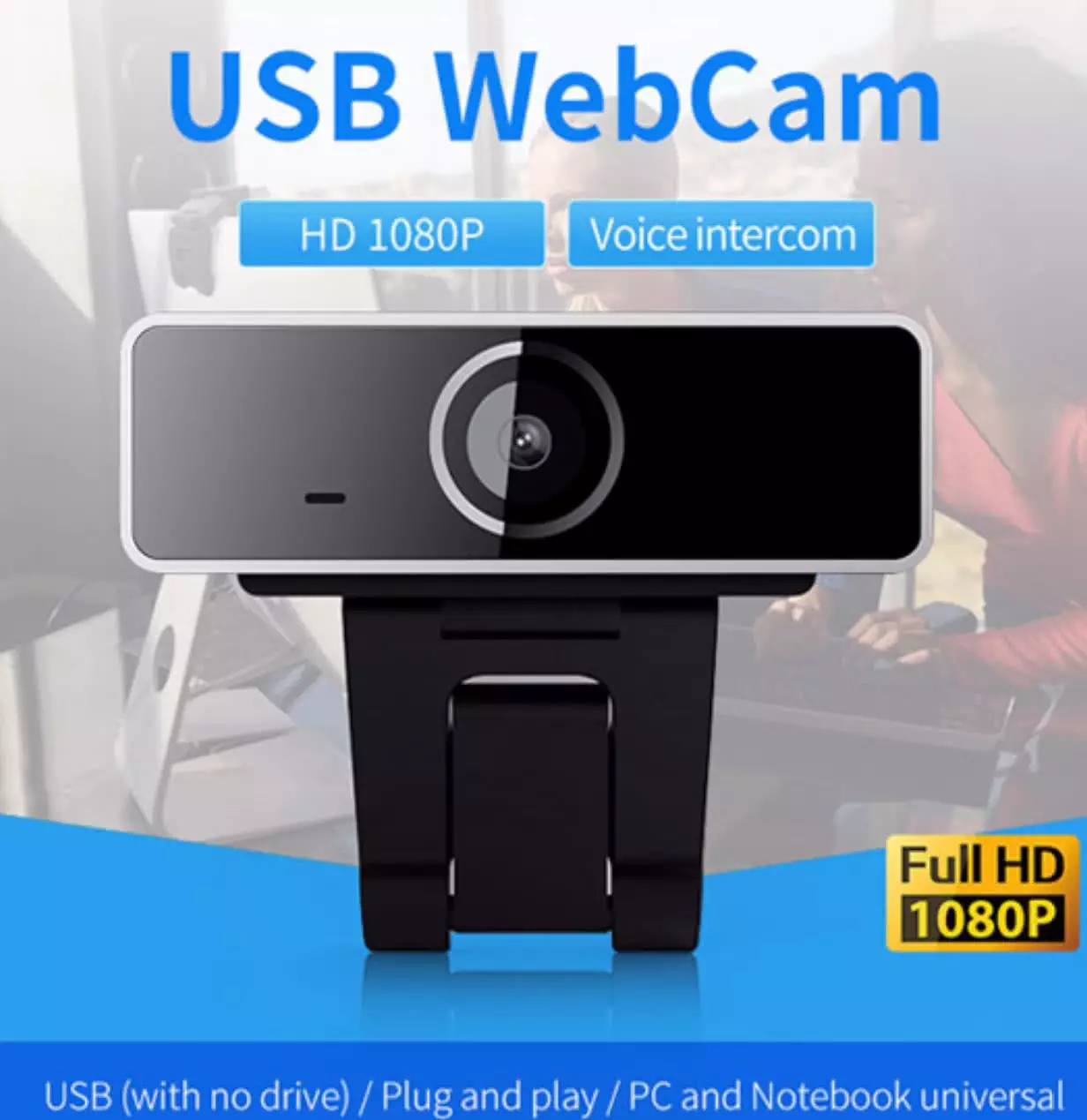 USB 1080p H.264 Full HD Webcam for PC / Notebook with built-in 48dB Microphone | Full HD CMOS Sensor